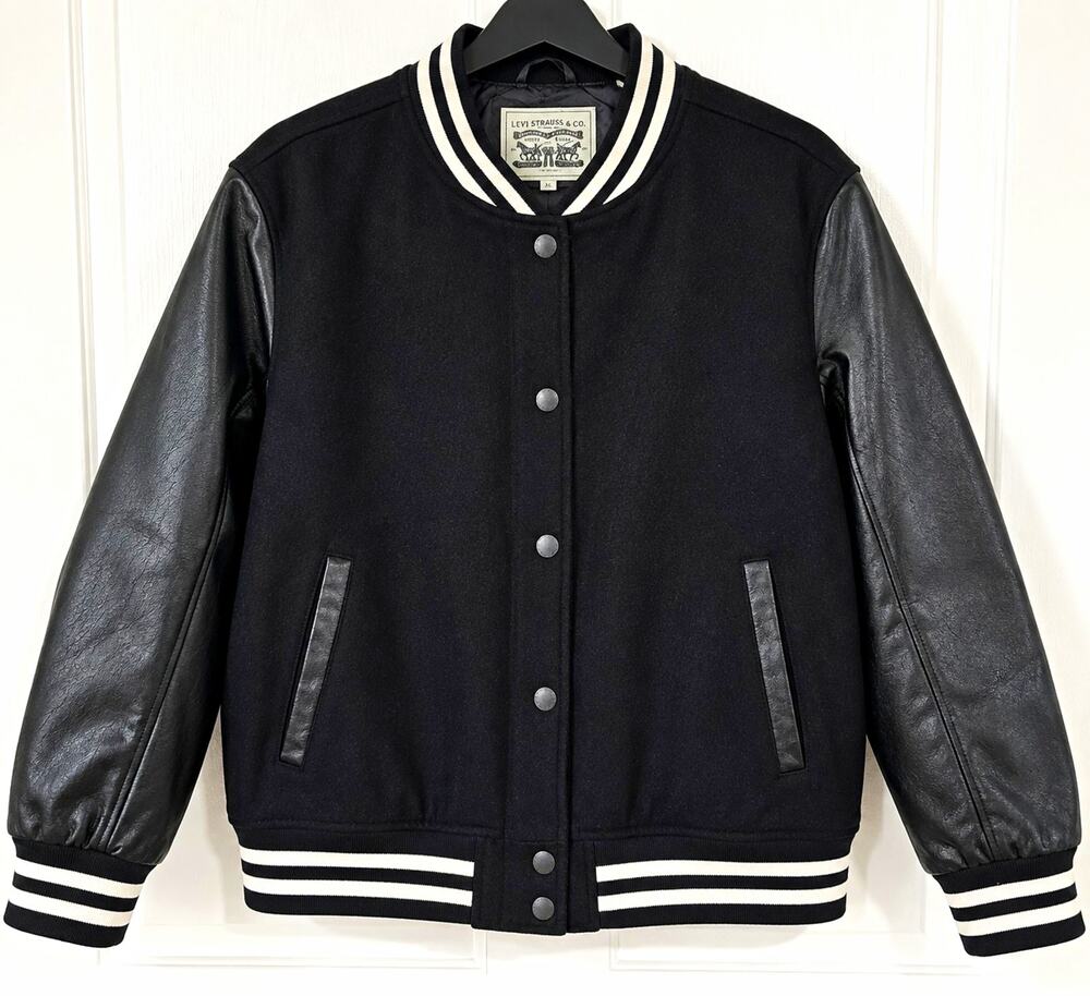 Levi Strauss & Co. Original Riveted Varsity Jacket Black Men's XL Wool Blend